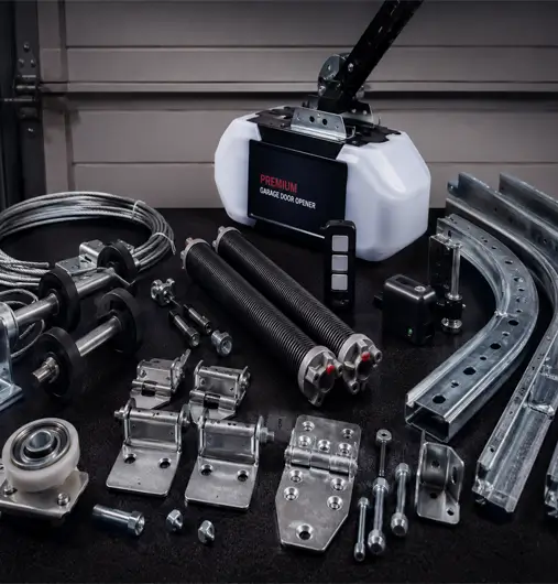 Garage door springs rollers cables tracks and hardware